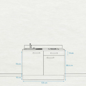 Kitchenette K10 - 120 cm avec rangements et un tiroir