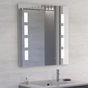 Miroir anti-buée PRESTIGE 80x80 cm - éclairage intégré à LED et interrupteur sensitif