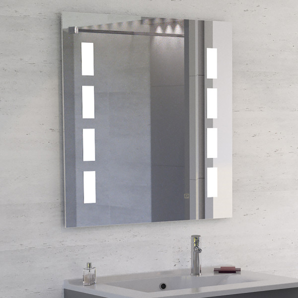 Miroir anti-buée PRESTIGE 80x80 cm - éclairage intégré à LED et interrupteur sensitif