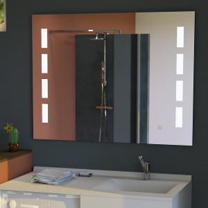 Miroir anti-buée MOSAIC 100x80 cm - éclairage intégré à LED et interrupteur sensitif