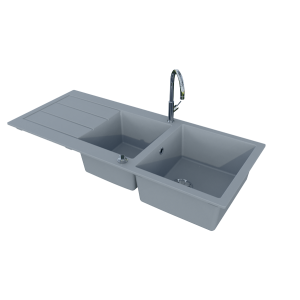 Évier EVISTONE avec 2 bacs + égouttoir 118cm - Cromo