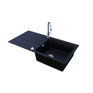 Évier EVISTONE avec 1 bac + égouttoir 99cm - Nero