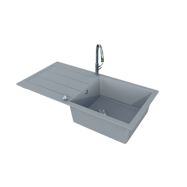 Évier EVISTONE avec 1 bac + égouttoir 99cm - Cromo