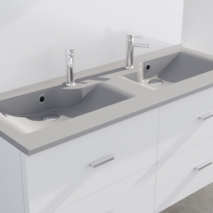 Plan double vasque design gris RÉSILOGE - 140 cm