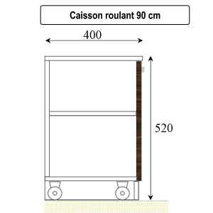 Caisson roulant ALTEA - 90 cm décor vienna et portes blanches