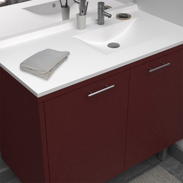 Plan vasque RÉSIPLAN - 105 cm avec vasque déportée à droite