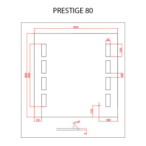 Miroir anti-buée PRESTIGE 80x80 cm - éclairage intégré à LED et interrupteur sensitif
