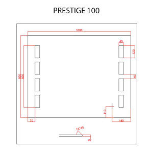 Miroir anti-buée PRESTIGE 100x80 cm - éclairage intégré à LED et interrupteur sensitif
