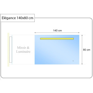 Miroir ELEGANCE 140x80 cm - éclairage intégré à LED et interrupteur sensitif