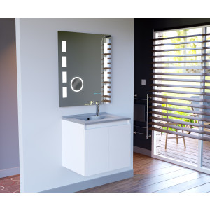 Miroir anti-buée EXCELLENCE 70x80 cm - éclairage intégré à LED, interrupteur sensitif, loupe et heure