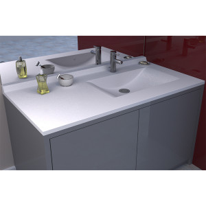 Plan vasque RÉSIPLAN - 124 cm avec vasque déportée à droite