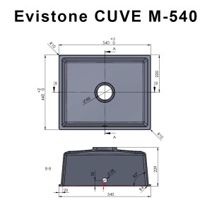 Cuve EVISTONE à encastrer ou à fixer par dessous 54x44 cm - Snova
