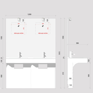 Meuble EPURE 120 cm avec plan vasque et miroir - blanc brillant