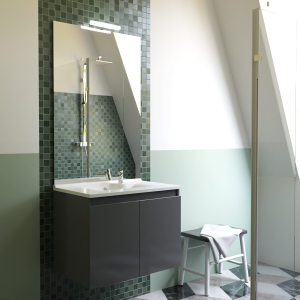 Meuble PROLINE 80 cm avec plan vasque et miroir - Gris anthracite