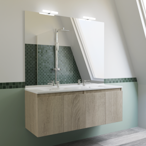 Meuble PROLINE 140 cm avec plan vasque et miroir - Cambrian oak