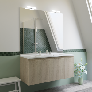 Meuble PROLINE 120 cm avec plan vasque et miroir - Cambrian oak