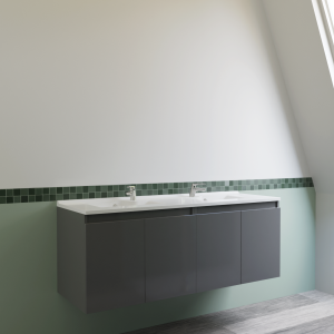 Caisson double vasque PROLINE 140 - Gris brillant