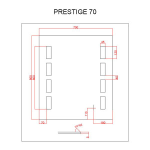 Miroir anti-buée PRESTIGE 70x80 cm - éclairage intégré à LED et interrupteur sensitif