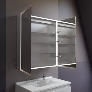 Miroir armoirette LED rétro-éclairé avec pris et interrupteur ARMILED - 70 cm