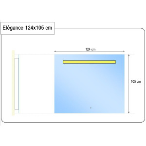 Miroir ELEGANCE 124x105 cm - éclairage intégré à LED et interrupteur sensitif