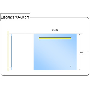 Miroir ELEGANCE 90x80 cm - éclairage intégré à LED et interrupteur sensitif