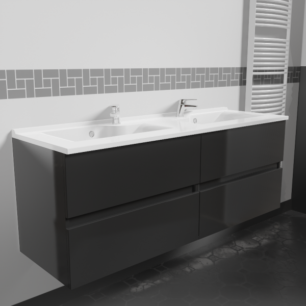 Caisson double vasque ROSALY 140 - Gris brillant