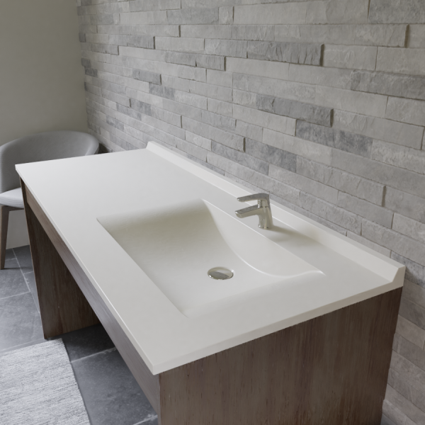 Plan vasque RÉSIPLAN - 141 cm avec vasque déportée à droite