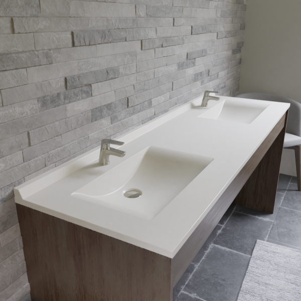 Plan double vasque en résine de synthèse RÉSIPLAN - 175 cm