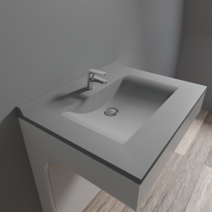 Plan simple vasque en résine de synthèse gris RÉSIPLAN - 70 cm
