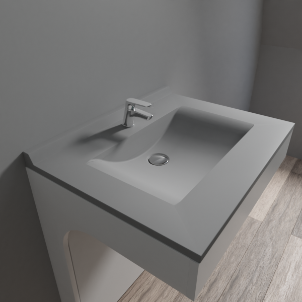 Plan simple vasque en résine de synthèse gris RÉSIPLAN - 70 cm