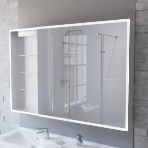 Miroir armoirette LED rétro-éclairé portes à droite ARMILED - 120 cm