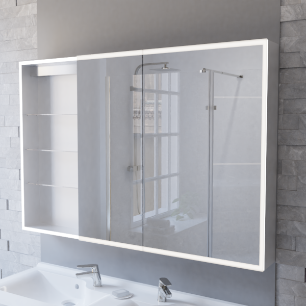 Miroir armoirette LED rétro-éclairé portes à droite ARMILED - 120 cm