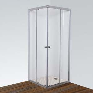 Porte de douche d'angle avec 2 coulissants NERINA - 80x80 cm 