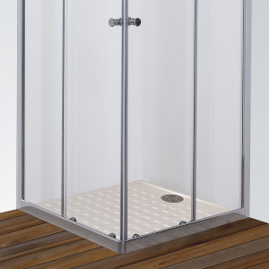 Porte de douche d'angle avec 2 coulissants NERINA - 80x80 cm 