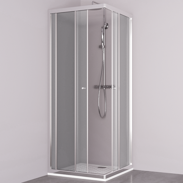 Porte de douche d'angle avec 2 coulissants NERINA - 80x80 cm