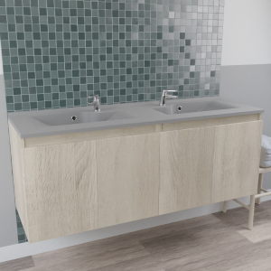 Caisson double vasque gris PROLINE 140 - Cambrian oak
