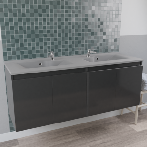 Caisson double vasque gris PROLINE 140 - Gris brillant