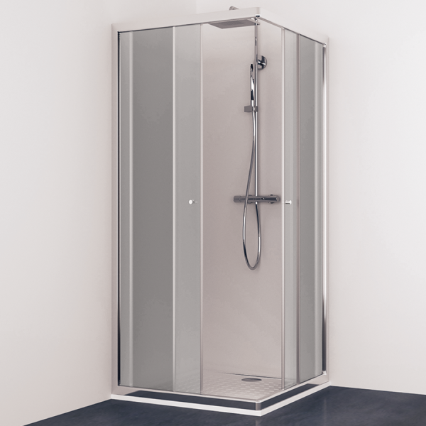 Porte de douche d'angle avec 2 coulissants NERINA - 90x90 cm