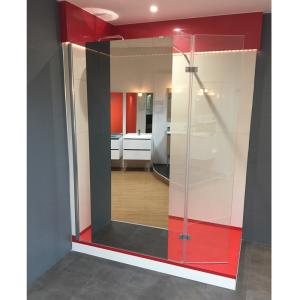 Paroi de douche avec miroir BAYA verre 8 mm avec retour - 100+40 x 200cm