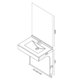 Meuble ALTEA 90 cm avec plan vasque et miroir - Décor cambrian oak