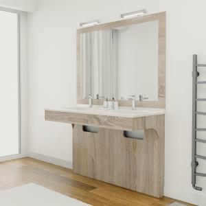 Meuble ALTEA 120 cm avec plan vasque et miroir - Décor cambrian oak