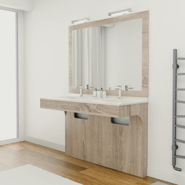 Meuble ALTEA 120 cm avec plan vasque et miroir - Décor cambrian oak