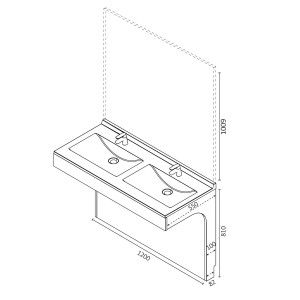 Meuble ALTEA 120 cm avec plan vasque et miroir - Décor cambrian oak