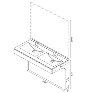 Meuble ALTEA 140 cm avec plan vasque et miroir - Décor cambrian oak