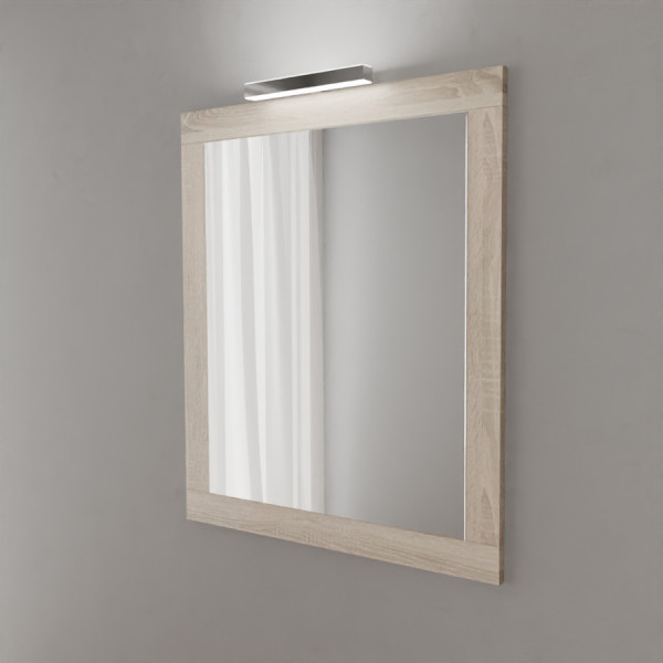 Miroir MIRALT décor cambrian oak avec applique LED - 80x109 cm