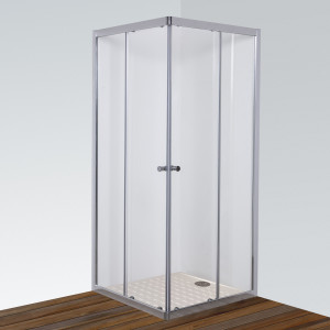 Porte de douche d'angle avec 2 coulissants NERINA - 100x100 cm 