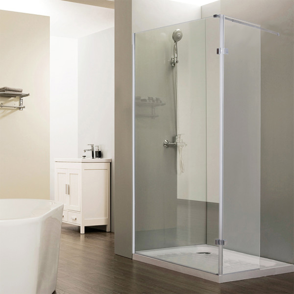 Paroi de douche fixe CALYPSO verre 8 mm avec retour - 90+40 x 200cm