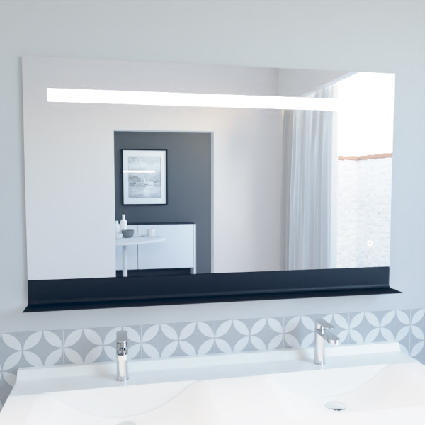 Miroir ETAL 120x80 cm - éclairage intégré à LED, interrupteur sensitif et tablette de rangement