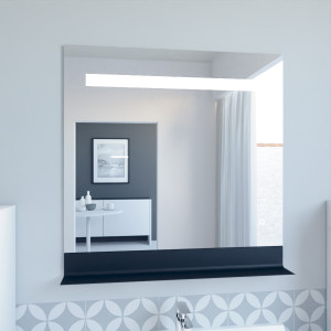 Miroir ETAL 80x80 cm - éclairage intégré à LED, interrupteur sensitif et tablette de rangement