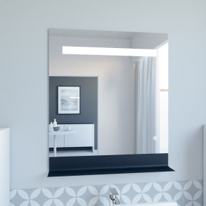 Miroir ETAL 70x80 cm - éclairage intégré à LED, interrupteur sensitif et tablette de rangement
